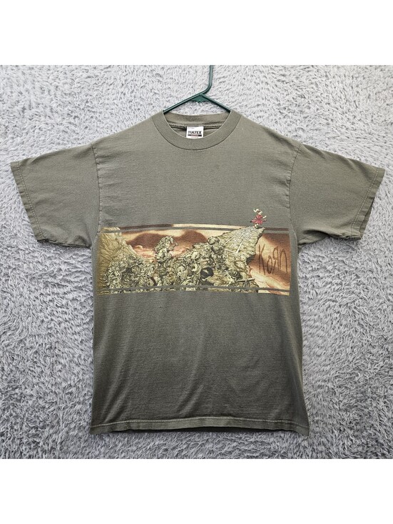 Tultex Other - KORN T Shirt Follow The Leader Tour 1998 Large Vintage Double Sided Green *flaw